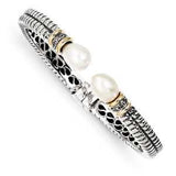 Sterling Silver With 14K Cultured Pearl Cuff Bracelet from Miles Beamon Jewelry - Miles Beamon Jewelry
