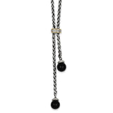 Sterling Silver With 14K Onyx Lariat Necklace from Miles Beamon Jewelry - Miles Beamon Jewelry