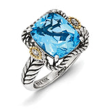 Sterling Silver/Gold T-Tone Sky/Swiss/London Blue Topaz Cuff Bracelet from Miles Beamon Jewelry - Miles Beamon Jewelry