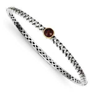 Sterling Silver With 14k Garnet Bangle Bracelet from Miles Beamon Jewelry - Miles Beamon Jewelry