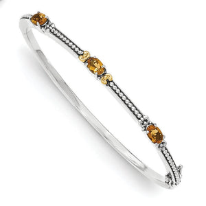 Sterling Silver With 14K  Citrine Bangle from Miles Beamon Jewelry - Miles Beamon Jewelry