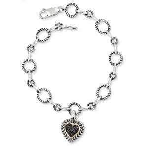 Sterling Silver With 14K Black Diamond Link Bracelet from Miles Beamon Jewelry - Miles Beamon Jewelry