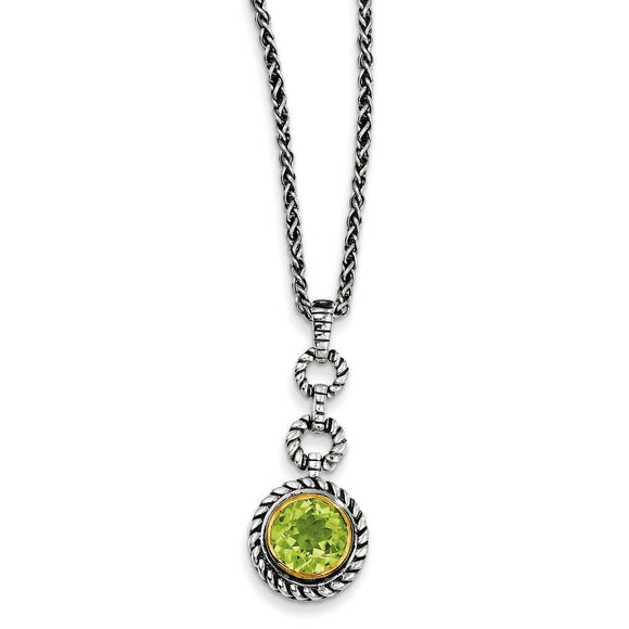 Sterling Silver With Gold-Tone Flash Gold-Plated Peridot Necklace from Miles Beamon Jewelry - Miles Beamon Jewelry