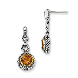 Sterling Silver With Gold-Tone Flash Gold-Plated Citrine Earrings from Miles Beamon Jewelry - Miles Beamon Jewelry