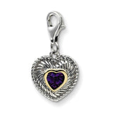Sterling Silver With 14K Amethyst Heart Link Bracelet from Miles Beamon Jewelry - Miles Beamon Jewelry