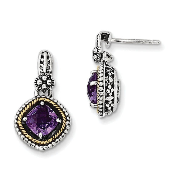 Sterling Silver With 14K Amethyst Earrings from Miles Beamon Jewelry - Miles Beamon Jewelry