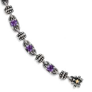 Sterling Silver w/14k Amethyst Bracelet from Miles Beamon Jewelry - Miles Beamon Jewelry