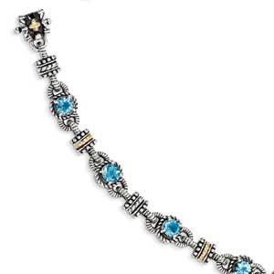 Sterling Silver With 14K Swiss Blue Topaz Bracelet from Miles Beamon Jewelry - Miles Beamon Jewelry