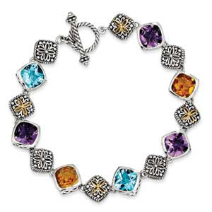 Sterling SIlver w/14k Multi-Gemstone Bracelet from Miles Beamon Jewelry - Miles Beamon Jewelry