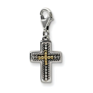 Sterling Silver With 14K 3-D Cross With Lobster Clasp Charm from Miles Beamon Jewelry - Miles Beamon Jewelry