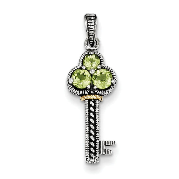 Sterling Silver With 14K Peridot Key Charm from Miles Beamon Jewelry - Miles Beamon Jewelry