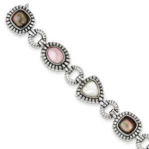 Sterling Silver Pink/Black/White Mother Of Pearl Bracelet from Miles Beamon Jewelry - Miles Beamon Jewelry