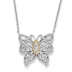 Sterling Silver With 14K And Diamond Necklace from Miles Beamon Jewelry - Miles Beamon Jewelry