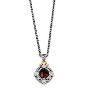 Sterling Silver With 14K Garnet Necklace from Miles Beamon Jewelry - Miles Beamon Jewelry