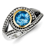 Sterling Silver With 14K Swiss Blue Topaz Bracelet from Miles Beamon Jewelry - Miles Beamon Jewelry