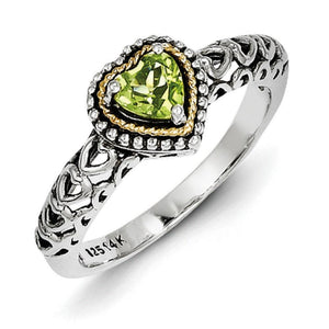Sterling Silver With 14K Peridot Heart Ring from Miles Beamon Jewelry - Miles Beamon Jewelry