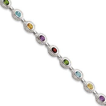 Sterling Silver Rainbow Semi Precious Stone Bracelet from Miles Beamon Jewelry - Miles Beamon Jewelry