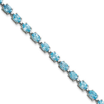Sterling Silver Rhodium-plated Blue Topaz Bracelet