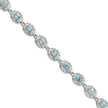 Sterling Silver Blue Topaz Filigree Bracelet
