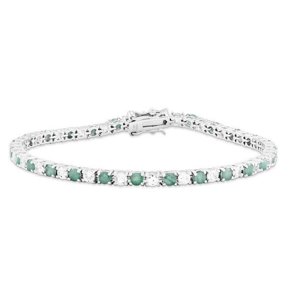 Sterling Silver Emerald And White Topaz Tennis Bracelet from Miles Beamon Jewelry - Miles Beamon Jewelry