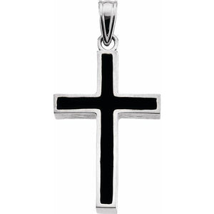 Sterling Silver & Black Epoxy Cross Pendant