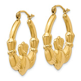 14K Yellow Gold Claddagh Hoop Earrings from Miles Beamon Jewelry - Miles Beamon Jewelry