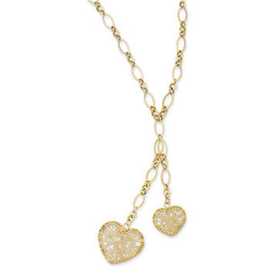 14K Adjustable Heart Drop Necklace 