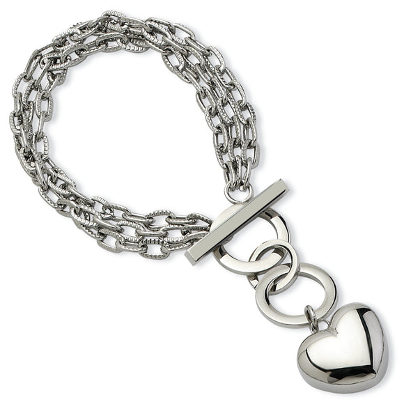 Stainless Steel Heart 8in Bracelet