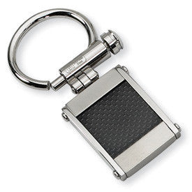Stainless Steel Black Carbon Fiber Inlay Key Ring from Miles Beamon Jewelry - Miles Beamon Jewelry