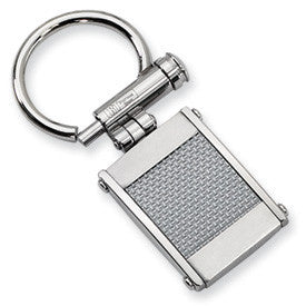 Stainless Steel  & Grey Carbon Fiber Inlay Key Ring from Miles Beamon Jewelry - Miles Beamon Jewelry