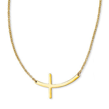 Stainless Steel Yellow IP-Plated Sideways Cross Necklace from Miles Beamon Jewelry - Miles Beamon Jewelry
