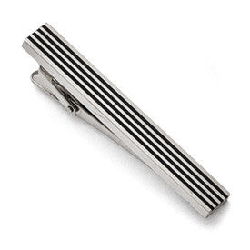 Stainless Steel Black Rubber Tie Bar from Miles Beamon Jewelry - Miles Beamon Jewelry
