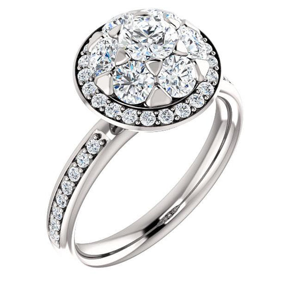 14K White Gold & Diamond Engagement  Ring y
