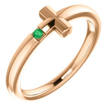 14K White Gold Emerald Youth Cross Ring from Miles Beamon Jewelry - Miles Beamon Jewelry