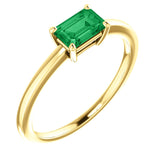 14K Yellow Gold Chatham Created Emerald Ring 