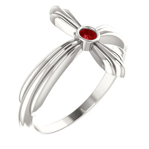 Sterling Silver Genuine Ruby Sideways Cross Ring from Miles Beamon Jewelry - Miles Beamon Jewelry