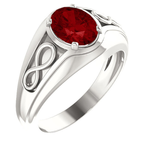 Sterling Silver Chatham Ruby Infinity-Style Men's Ring from Miles Beamon Jewelry - Miles Beamon Jewelry