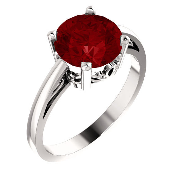 14k White Gold Chatham Created Ruby Ring