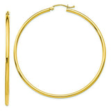 14K Yellow 2 MM Round Hoop Earrings 