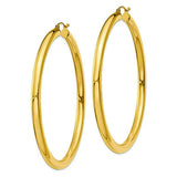 14K Yellow 4 MM X 60 MM Tube Hoop Earrings