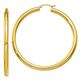14K Yellow 4 MM X 60 MM Tube Hoop Earrings from Miles Beamon Jewelry - Miles Beamon Jewelry