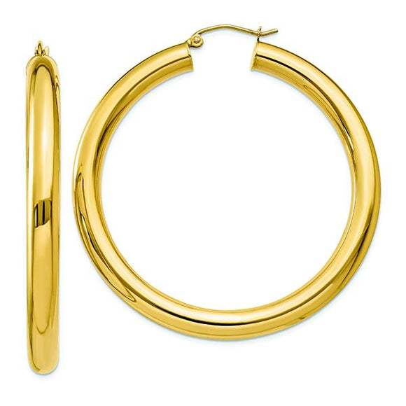 14K Yellow 5 MM Tube Hoop Earrings