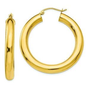14K Yellow 5 MM Tube Hoop Earrings 