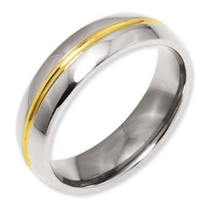 Titanium Yellow IP-Plated Grooved Band Ring from Miles Beamon Jewelry - Miles Beamon Jewelry