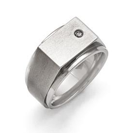 Titanium With Cubic Zirconia Signet Ring from Miles Beamon Jewelry - Miles Beamon Jewelry