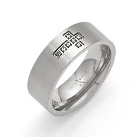 Titanium With Diamond Cross Band Ring from Miles Beamon Jewelry - Miles Beamon Jewelry