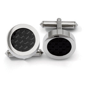 Titanium Black Carbon Fiber Inlay Cuff Links from Miles Beamon Jewelry - Miles Beamon Jewelry