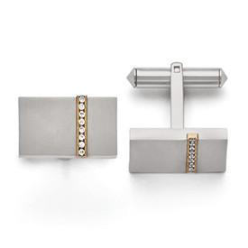 Titanium Brushed Yellow IP-Plated Cubic Zirconia Cuff Links from Miles Beamon Jewelry - Miles Beamon Jewelry