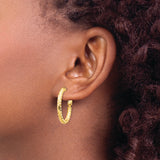 14K Yellow Gold Oval Omega Back Hoop Earrings