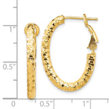 14K Yellow Gold Oval Omega Back Hoop Earrings